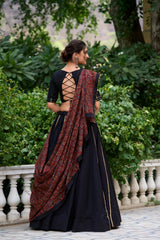 Black Color Printed Pure Cotton Lehenga Choli