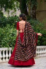 Maroon Color Printed Pure Cotton Lehenga Choli