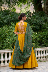 Mustard Color Printed Pure Cotton Lehenga Choli