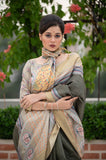 Mehndi Tussar Print Soft Warli Print Saree for Weddings