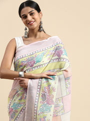 Rani Pure Linen Saree Floral Print