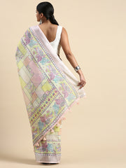 Rani Pure Linen Saree Floral Print