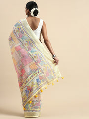 Yellow Pure Linen Saree For Wedding