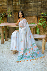 Cotton Orange Saree