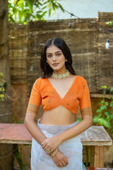 Cotton Orange Saree