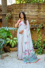 Pink Muga Silk Saree