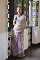 Firozi Soft Muga Cotton Saree