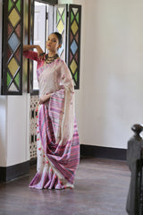 Pink Soft Muga Cotton Saree