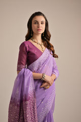 Lavender Muga Cotton Saree Resham Weaving