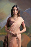 Peach Color Soft Muga Cotton Saree For Women