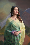 Pista Color Soft Muga Cotton Saree
