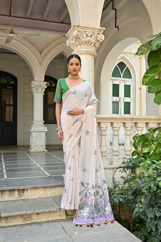 Wine Soft Muga Silk Saree