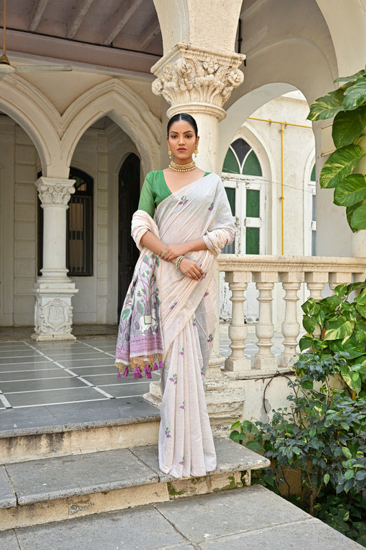 Wine Soft Muga Silk Saree