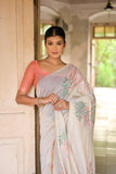Peach Soft Muga Cotton Saree For Wedding