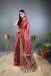 Maroon Pure Malai Cotton Saree with Kalamkari Print