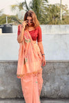 Orange Muga Pure Cotton Saree