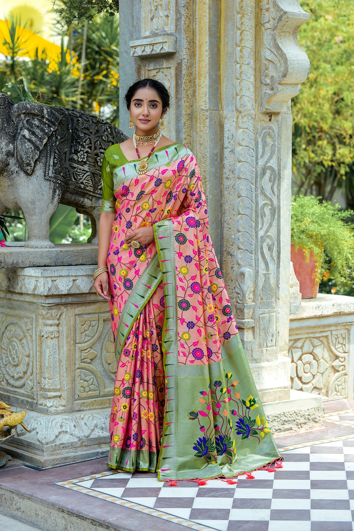 Green Soft Banarasi Silk Paithani Saree