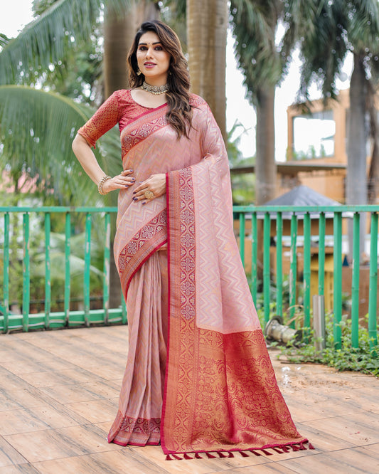 Peach Traditional Kanjivaram Pattu Saree