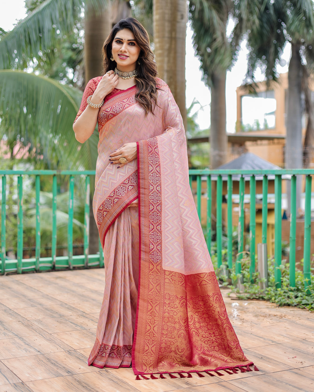 Peach Traditional Kanjivaram Pattu Saree