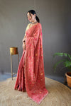 Pink Pure Tussar Silk Saree with Embroidery Design