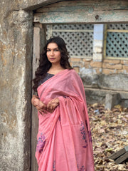 Pink Muga Pure Cotton Saree