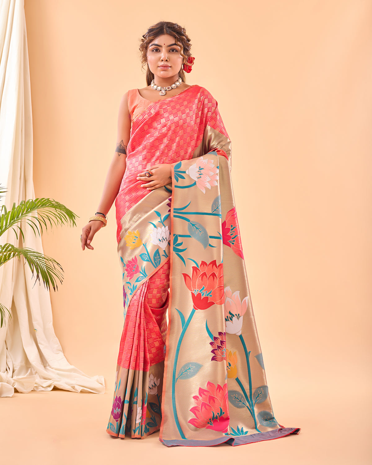 Pink Color Paithani Silk Sari