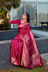 Pink Soft Satin Silk Sarees For Wedding