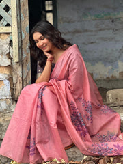 Pink Muga Pure Cotton Saree