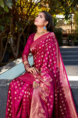 Pink Soft Satin Silk Sarees For Wedding