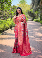 Pink Color Kanchipattu Silk Saree For Weddings