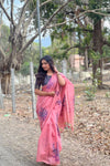 Pink Muga Pure Cotton Saree