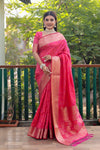 Elegant Pink Handloom Silk Bandhej Patola Sarees with Kanchi Borders & Unstitched Blouse