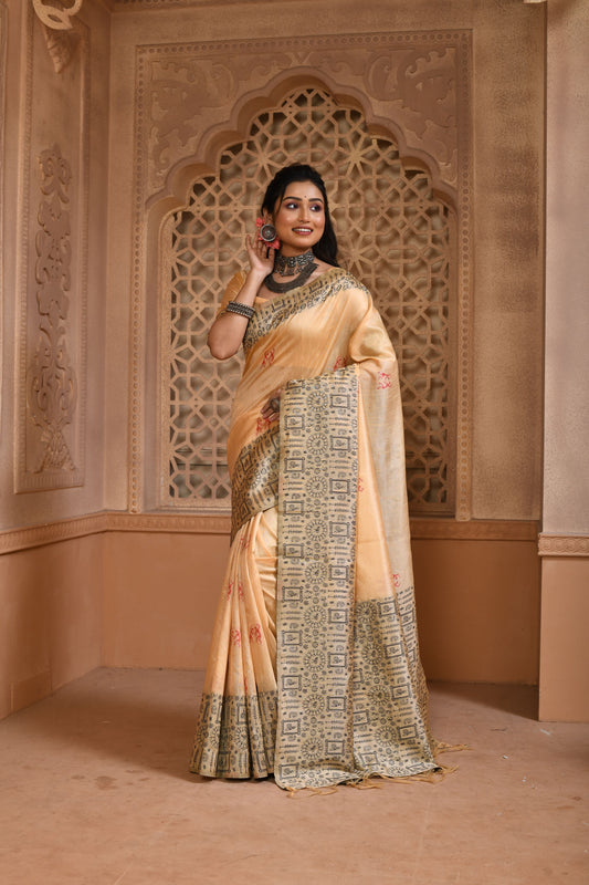 Pista Color Bangalore Handloom Raw Silk Saree