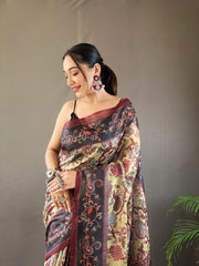 Pista Italian Digital Print Cotton Saree