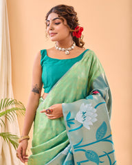 Pista Color Paithani Silk Sari For women