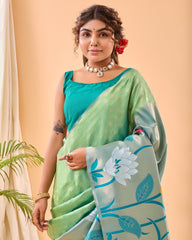 Pista Color Paithani Silk Sari For women