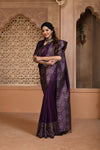 Purple Color Bangalore Handloom Raw Silk Saree