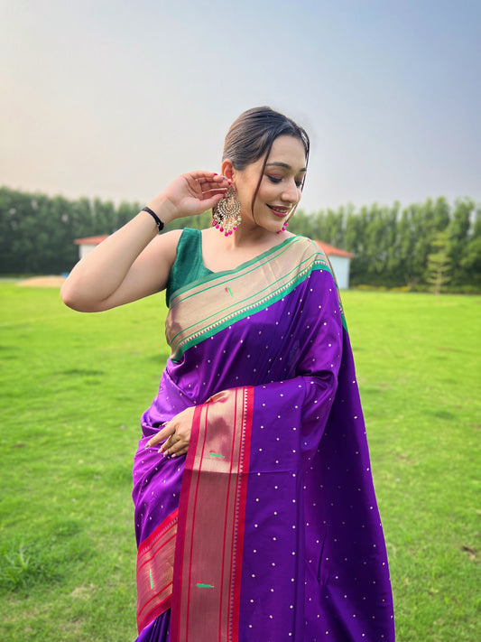 Purple Paithani Weaving Saree with New Concept Design