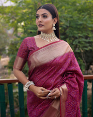 Purple Handloom Silk Bandhej Patola Sarees with Kanchi Borders