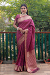 Exclusive Purple Handloom Silk Bandhej Patola Sarees with Kanchi Borders & Unstitched Blouse Piece.