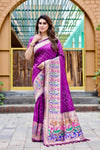 Premium Purple Bandhej Paithani Silk Saree – High Quality, Stylish Design with Zari Weaving, Paithani Border, Rich Pallu, and Matching Blouse.