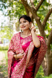 Pink Color Handloom Raw Silk Saree