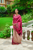 Pink Raw Silk Two tone Weaving saree