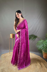 Purple Pure Ruhi Silk Embroidered Saree With Blouse