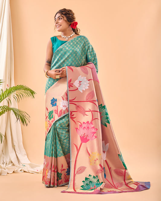 Rama Color Paithani Silk Sari