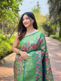 Rama Color Kanchipattu Silk Saree For Weddings