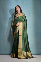 Teal Green Banarasi Raw Silk Saree