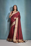 Maroon Banarasi Raw Silk Saree