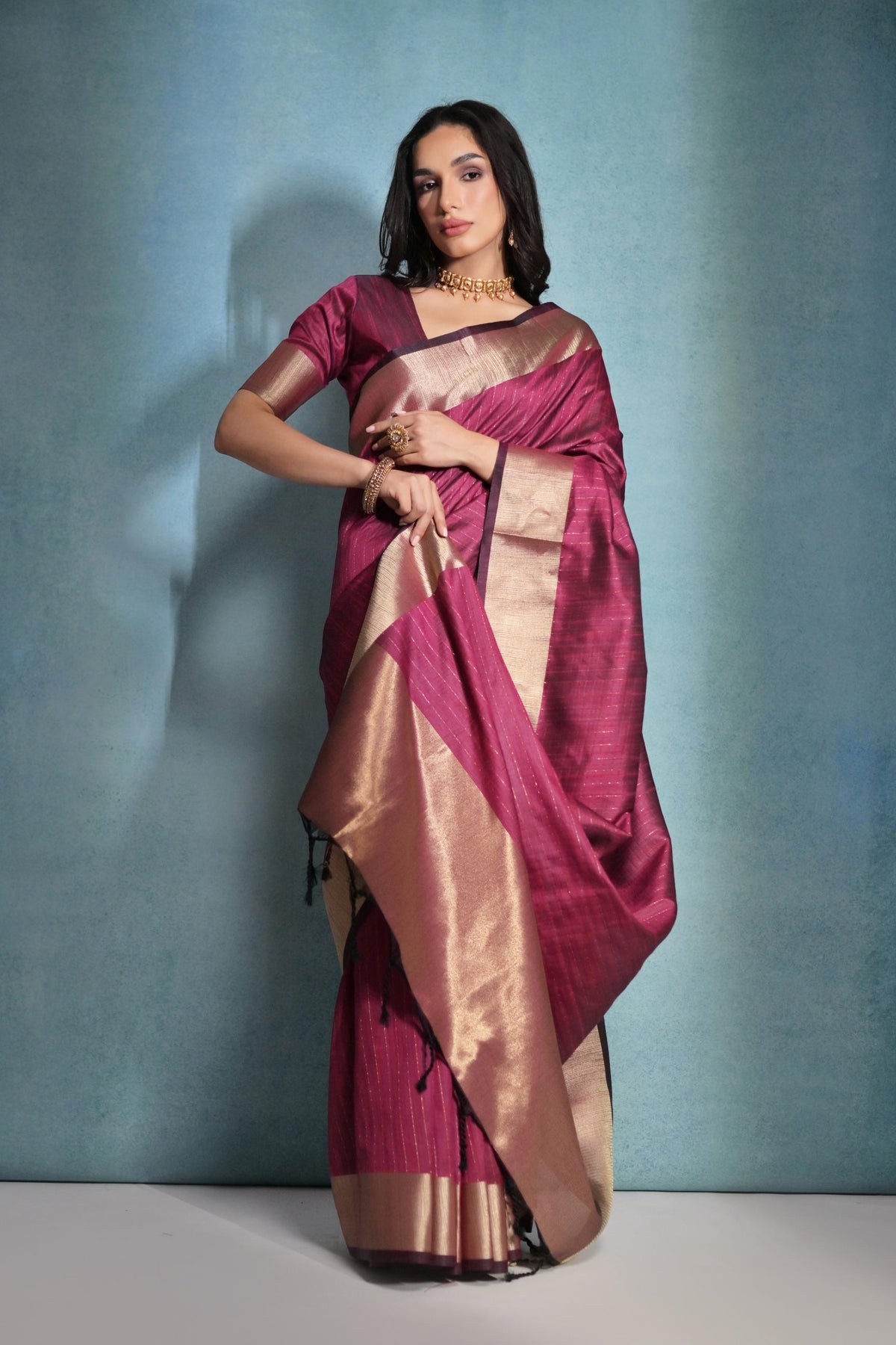 Pink Banarasi Raw Silk Saree