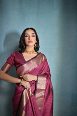 Pink Banarasi Raw Silk Saree